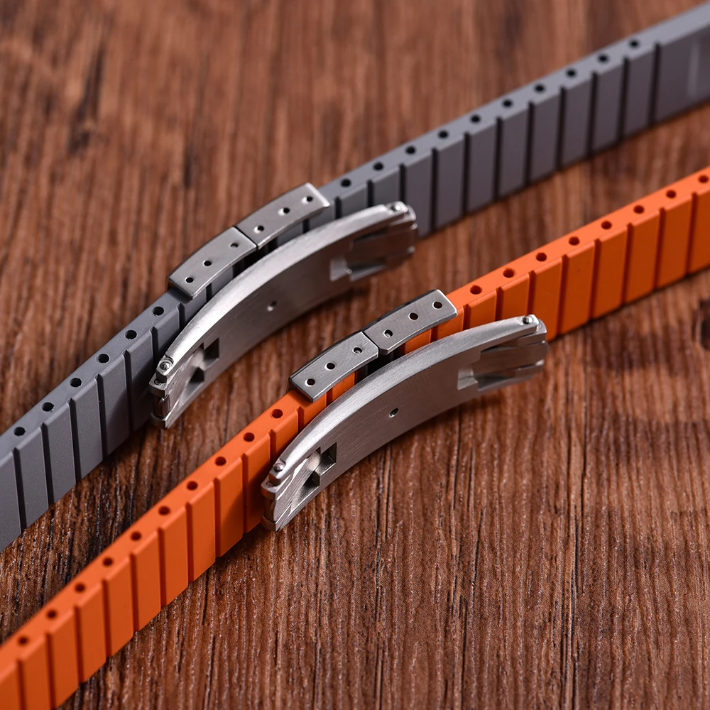 20 مللي متر Delugs CTS Fkm أشرطة ساعات مطاطية مع 4 ألوان مشبك فراشة نسيج فريد حزام ساعة الإفراج السريع لساعة العلامة التجارية