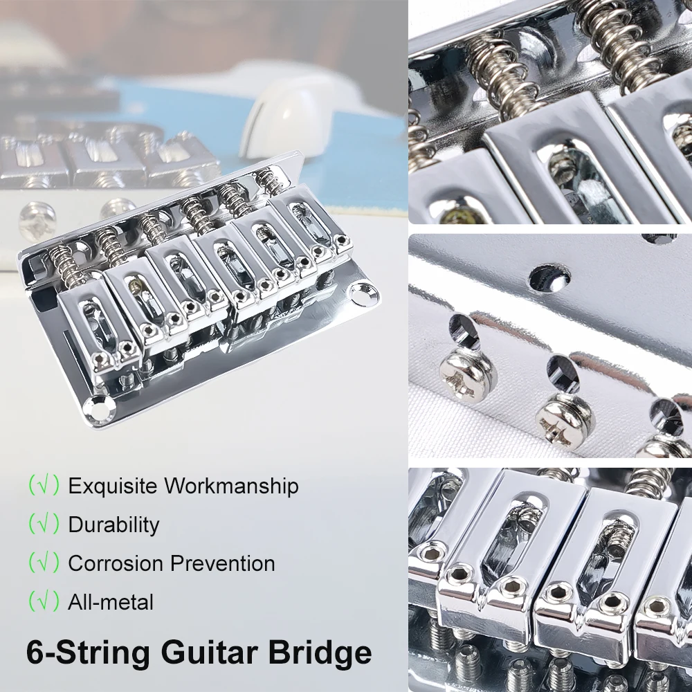 

Silver Adjustable 6 String Guitar Bridge Metal Guitar Fixed Bridge Hardtail Saddle Bridge Guitar Parts
