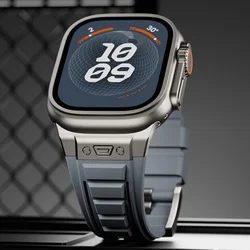 Silicone Sports Band for Apple Watch Ultra 1/2 49mm Iwatch Series 9 8 7 6 5 4 Se 3 2 45mm 44mm 42mm Luxury Mecha Style Men Strap