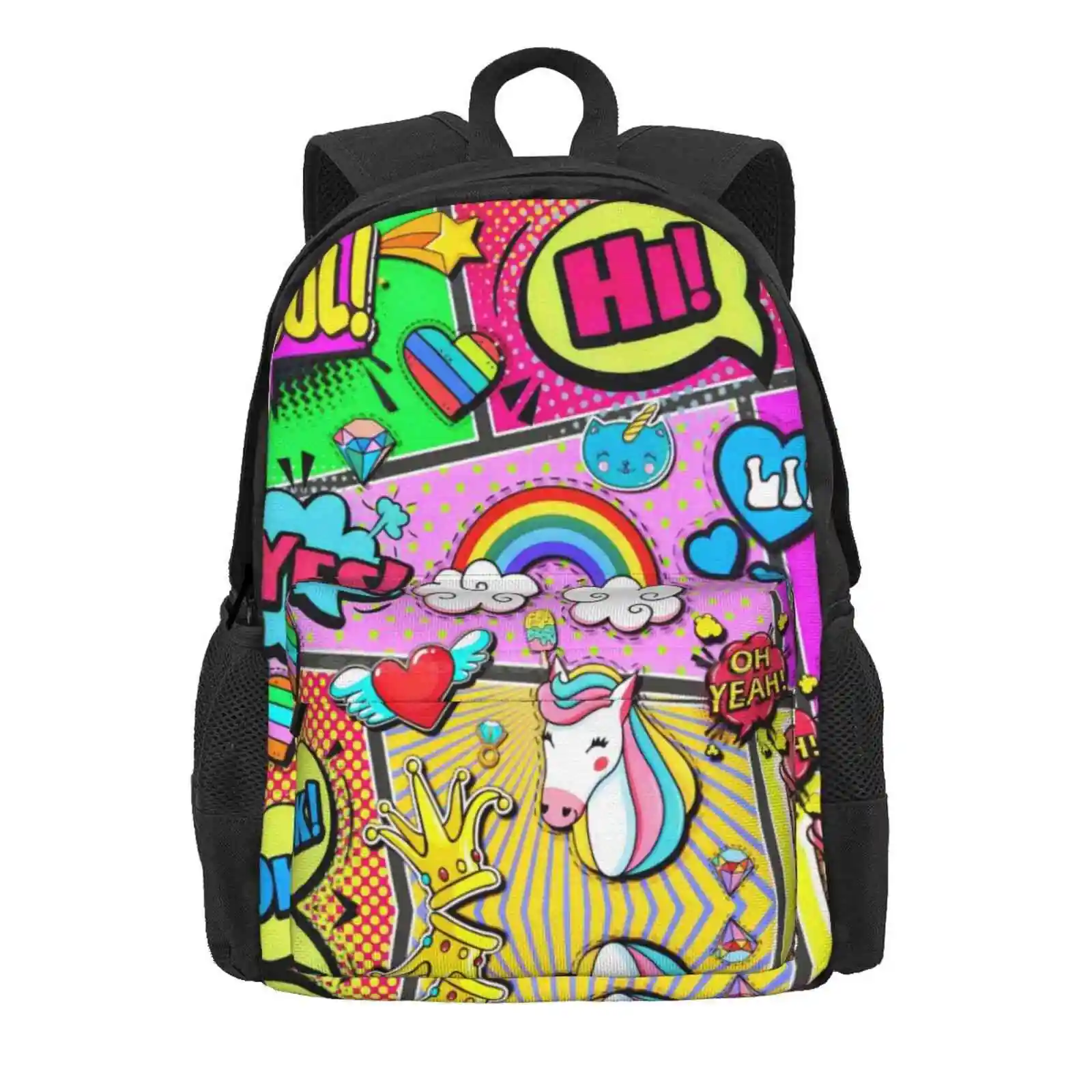 Colorful Girly Comic Book Pop Art Hot Sale Schoolbag Backpack Fashion Bags Background Cartoon Vector Retro Classic Comic Book