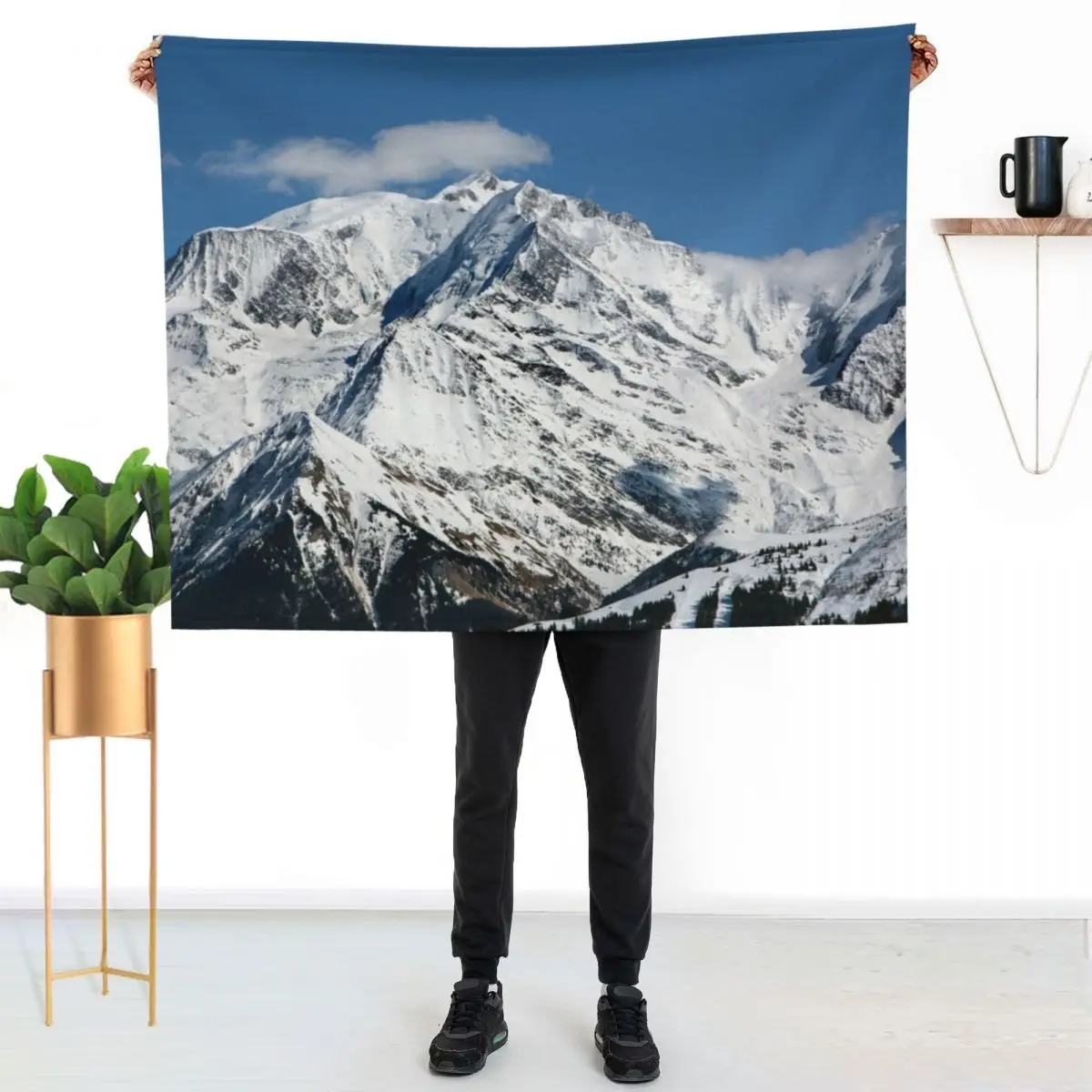 Mt. Blanc with clouds Throw Blanket For Sofa Thin Luxury Designer Heavy Decorative Beds Luxury Thicken for winter Blankets