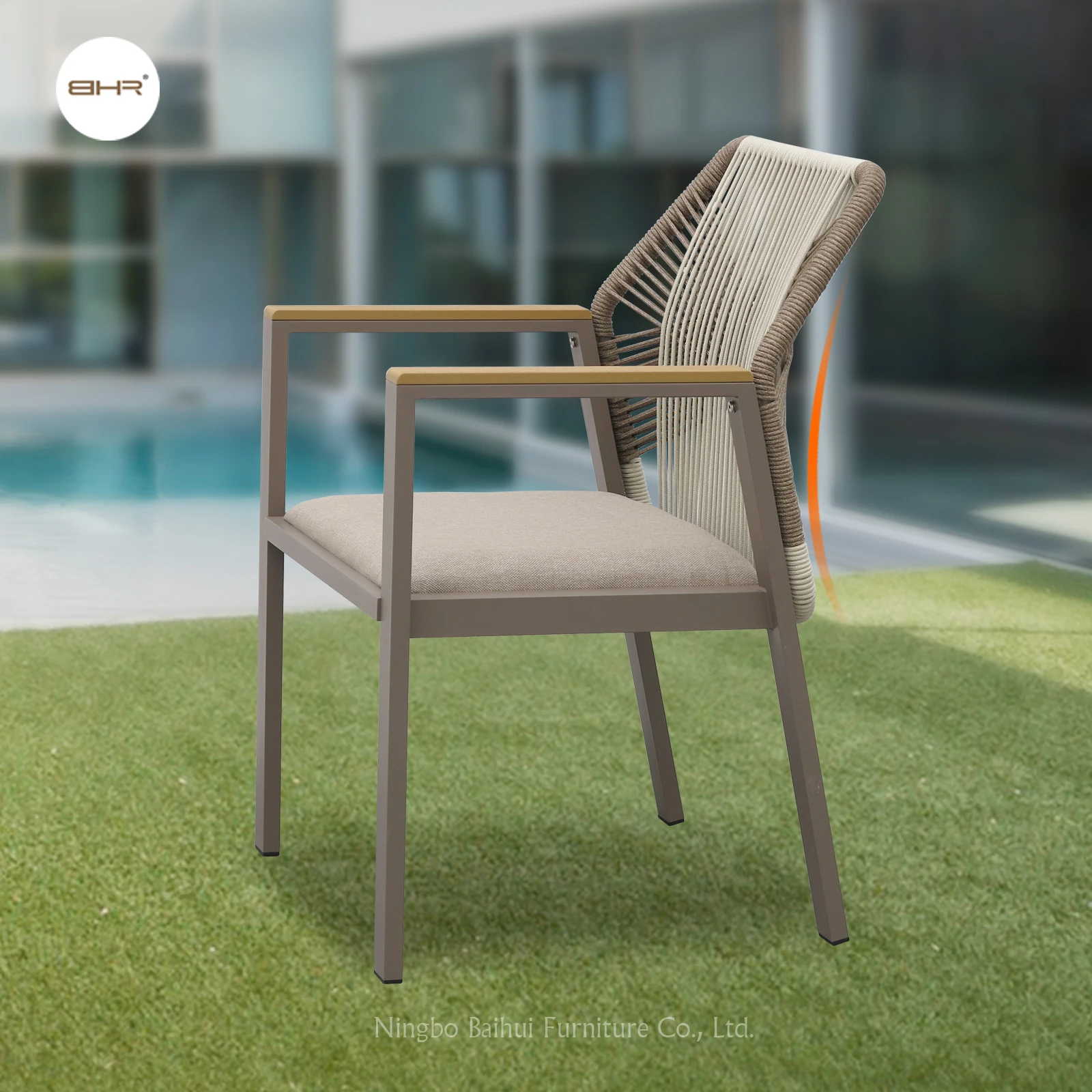 BHR في الهواء الطلق حديقة فناء كرسي الأثاث الخارجي المعادن الحديثة كرسي حبل حديقة فناء مطعم شرفة الأثاث
