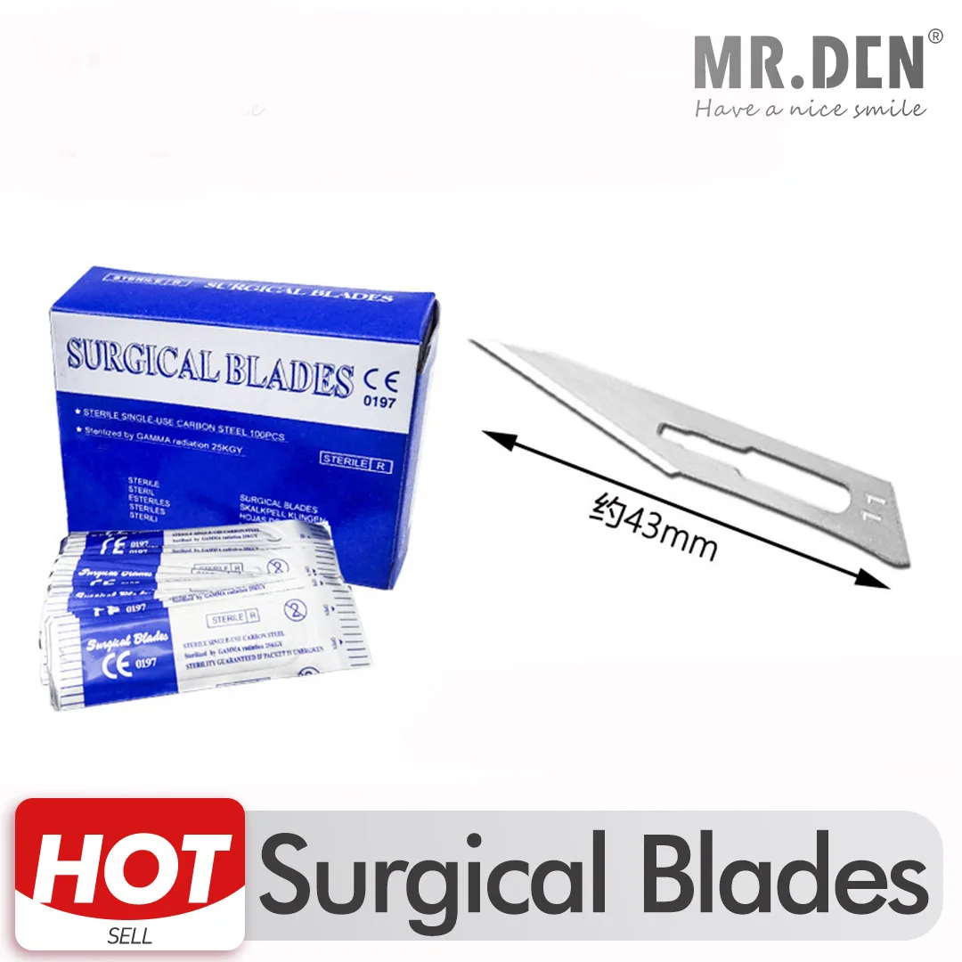 100pcs Disposable Sterilized Surgical Blades Scalpel Knife for Dental/Double eyelids Surgical blade Carbon Steel Materials