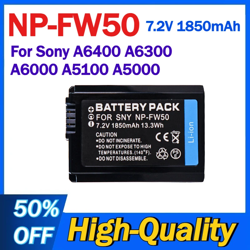 

NP-FW50 NP FW50 7.2V 1850mAh Camera Battery for Sony A6400 A6300 A6000 A5100 A5000 A7s2 A7 Batteries