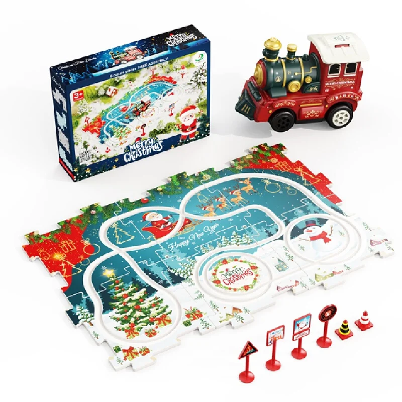 4/6/8/12pcs Puzzle Rail Car Diy Small Train Variable Track Children'S Toy Set Electric Rail Car Christmas Gift