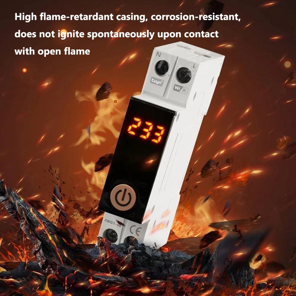 Tuya Smart Circuit Breaker With/No Power Metering WiFi App Remote Control Timer Switch Over‑Voltage Under‑Voltage Protection