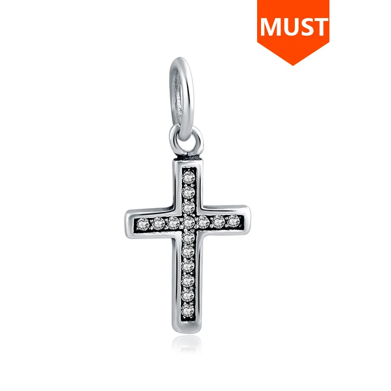 

SG Spring Charm Clear CZ Cross beads fits bracelet Europe silver 925 original women Alphabet beads for jewelry making gifts