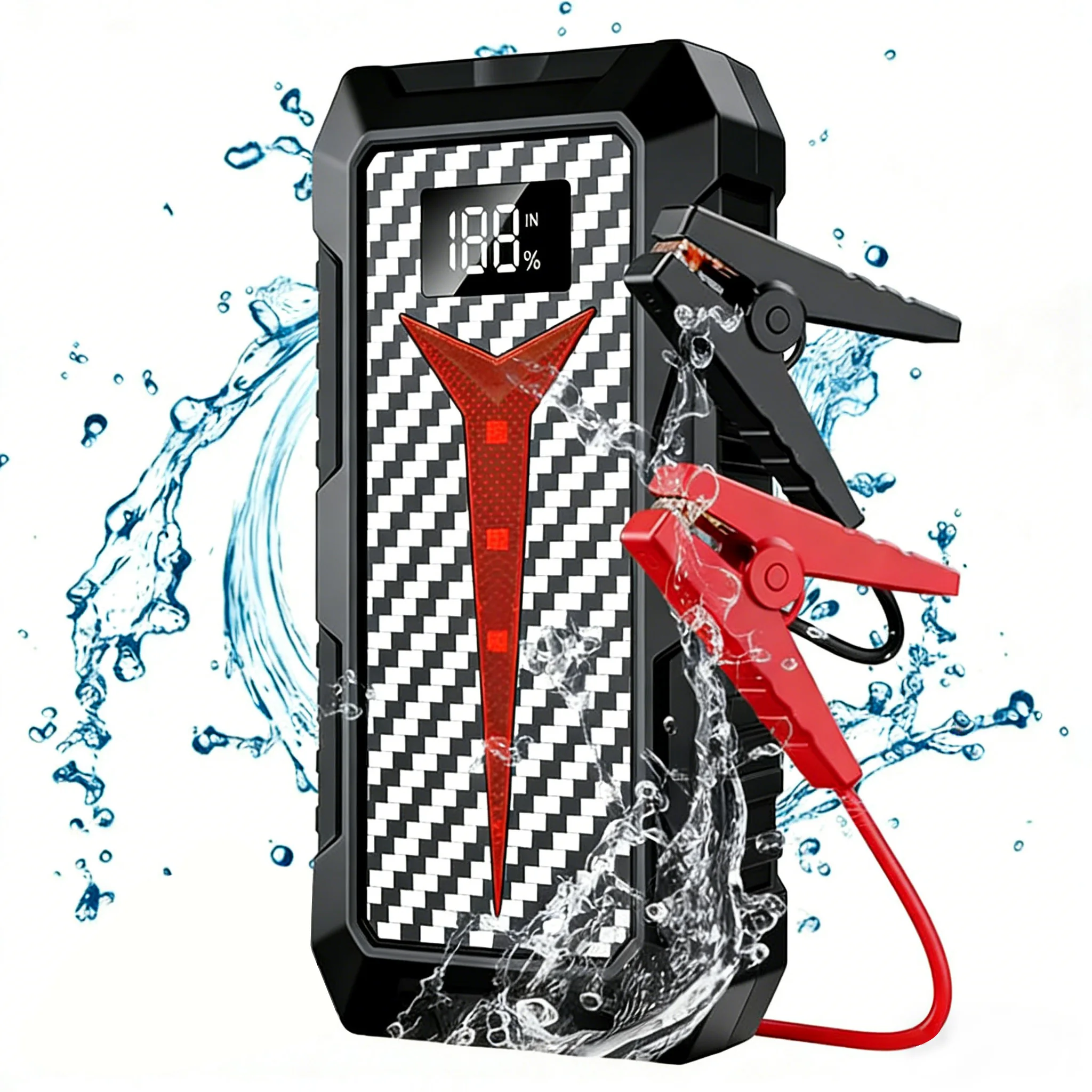 2026 New Portable Smart Jump Starter 12V Car Battery Booster Power Bank with LED Light and Quick Charge Function Work