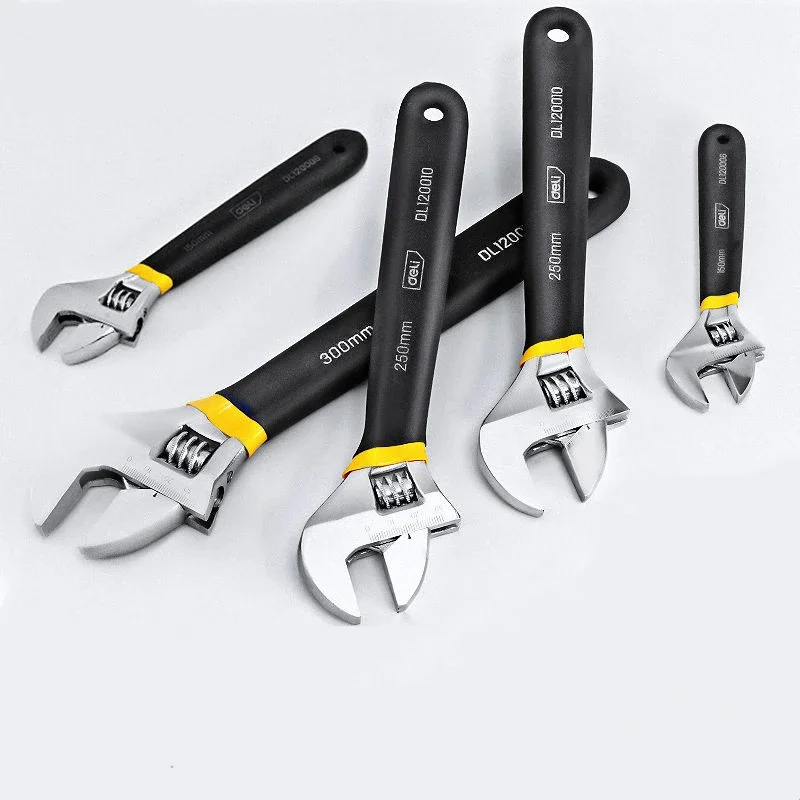 

6/8/10/12 Inch Black Rubber Anti Slip Handle Adjustable Universal Wrench Multifunctional Automotive Mechanical Maintenance Tool