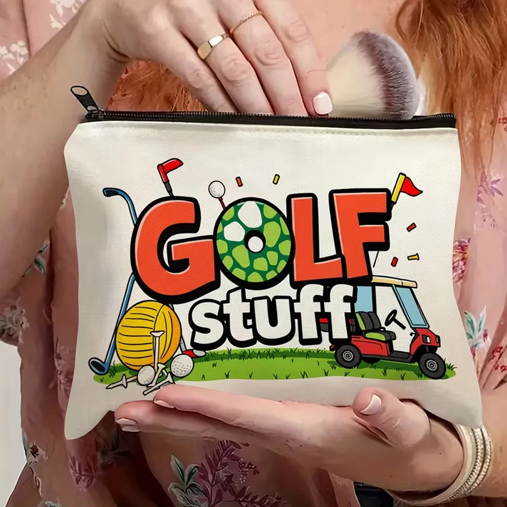 Golf-Themed Printed Makeup Bag—Reusable, Suitable for Storing Cosmetics, Medicines, Snacks, Ideal for Travel, Vacations, and Fitness, Is the Perfect Gift for Golf Enthusiasts