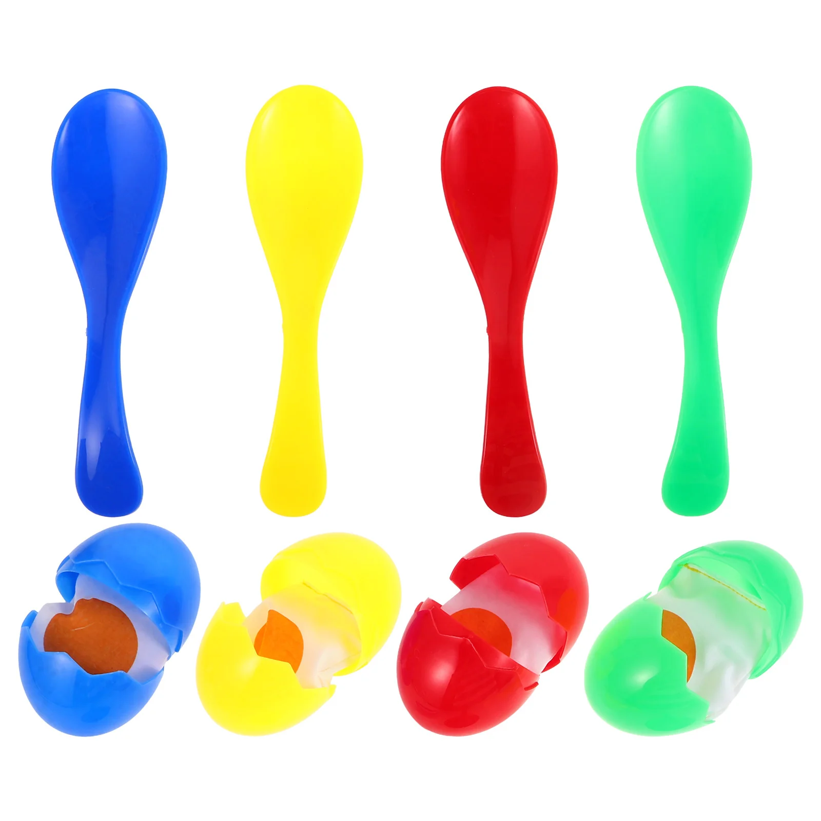 4 Pcs Spoon Egg Toy Brain Development Toys and Race Game Balance for Kids Plastic Birthday Party Games 4-8 Coordination