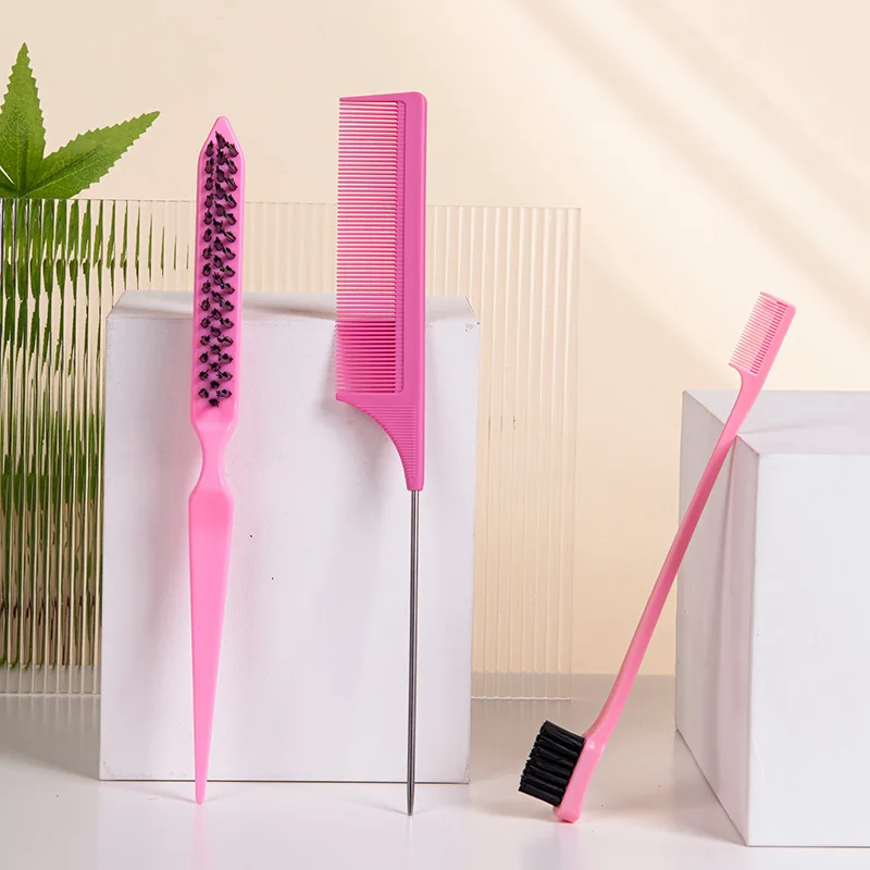 3pcs Hair dye comb set Highlights brush section tip tail comb hair styling tool Eyebrow brush and comb