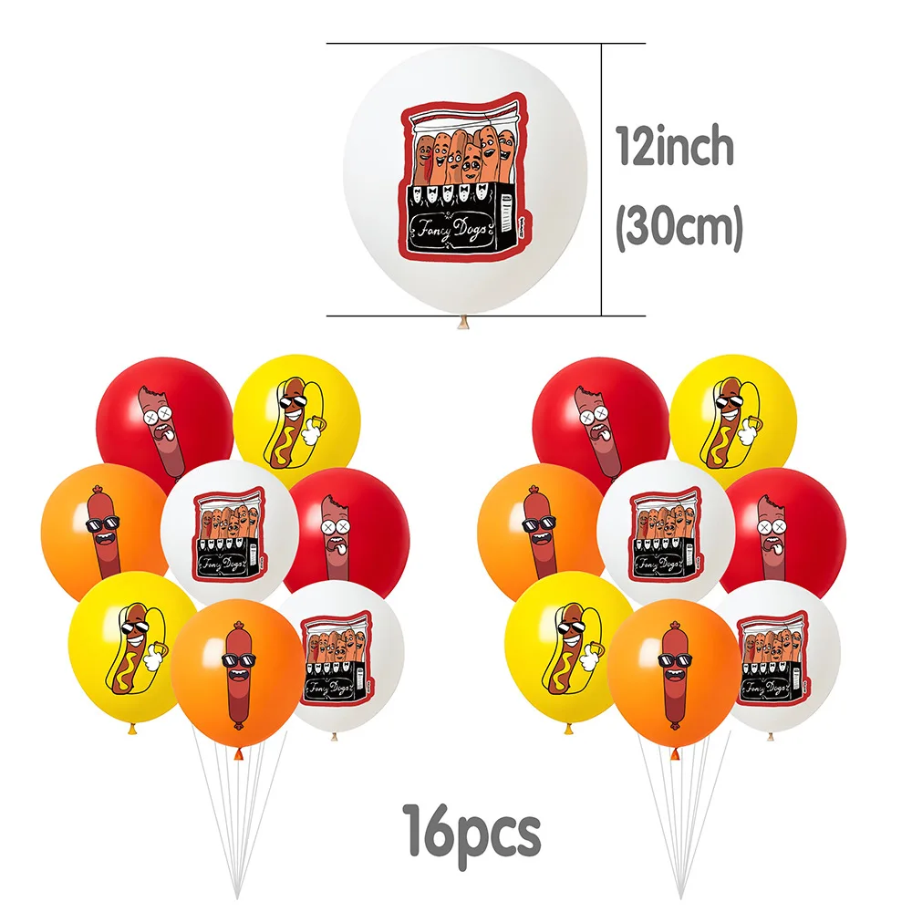 Cartoon Cute Sausage Party Banner Flag Balloon Comedy Adventure Animation Foodtopia Birthday Decoration