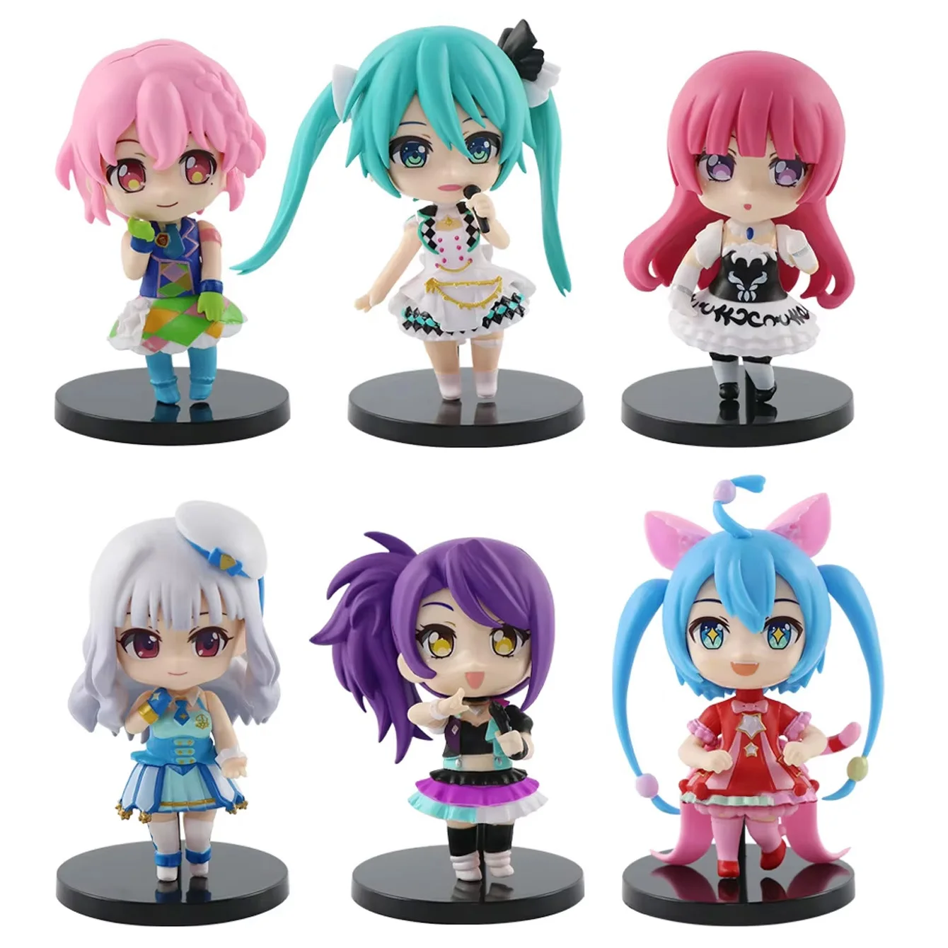 Niedliches Anime-Idol-Minifiguren-Set – 6 verschiedene Designs, fertige PVC-Modelle, Sammlerstücke für Fans