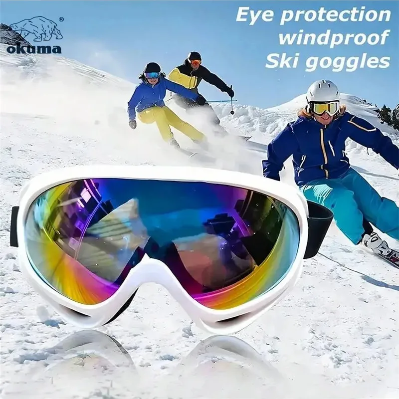 

okuma New windproof and anti fog skiing goggles, winter cycling sports sunglasses, single board anti glare and anti UV glasses