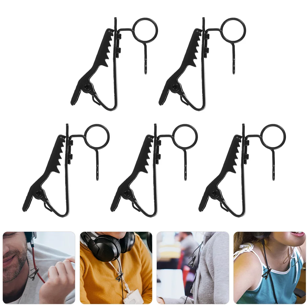 

5 Pcs Microphone Lavalier Collar Clip Accessories Microphones Clips for Clamp Universal Iron Lapel