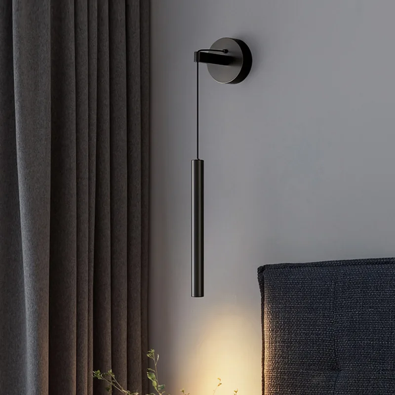 Light Luxury Copper LED Wall Lamp Height Adjustable Gold Black Brass Warm Atmosphere Sconces For Bedside Foyer Hotel Room