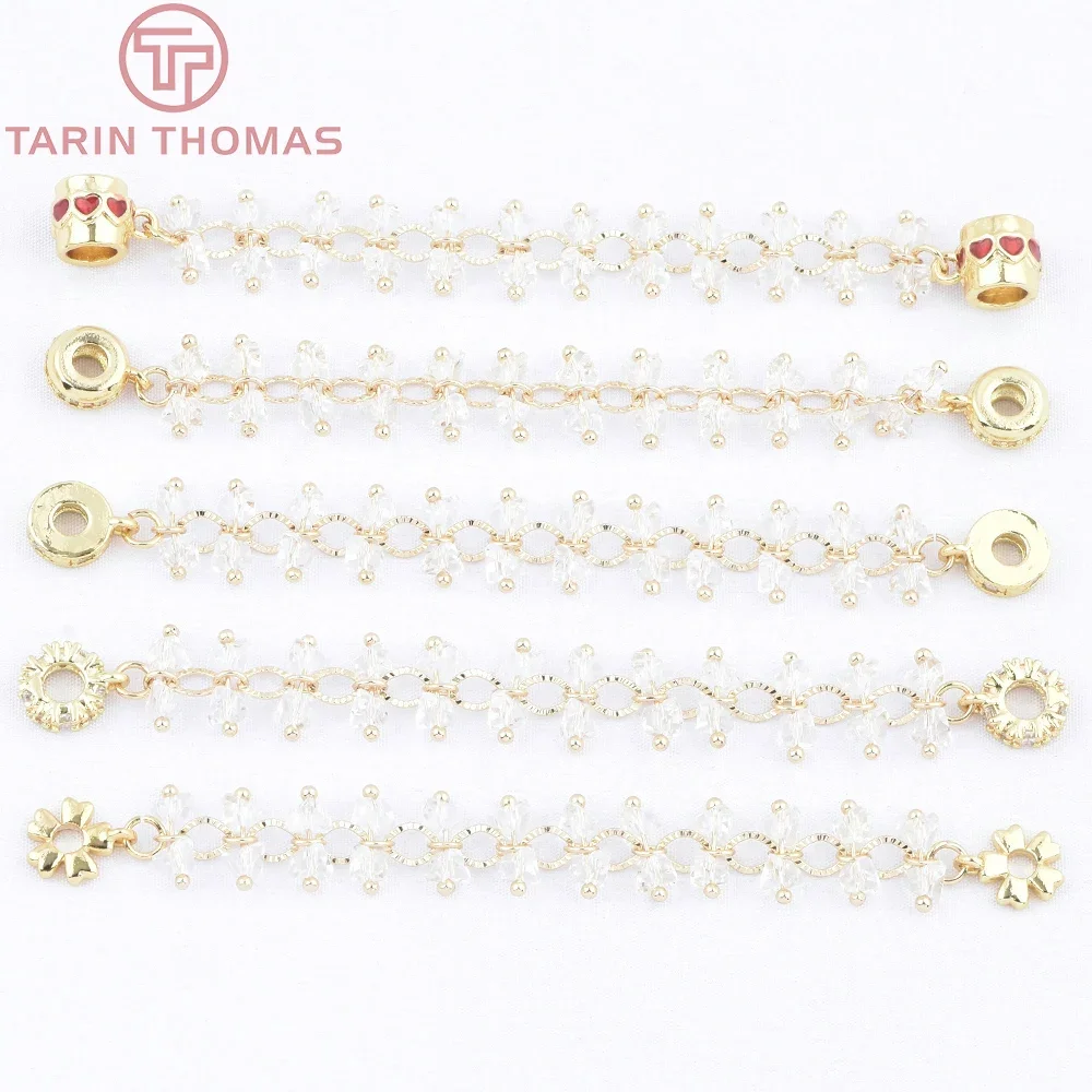 

(9809) 4PCS Length 94MM 18K Gold Color Brass with Zircon Semi Finished Bracelet Necklace Connector DIY Jewelry Making Accessorie