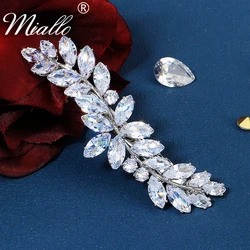 Fashion Cubic Zirconia Barrette Silver Color Hairpins Hair Clips for Women Girls Jewelry Bridal Wedding Hair Accessories Gift