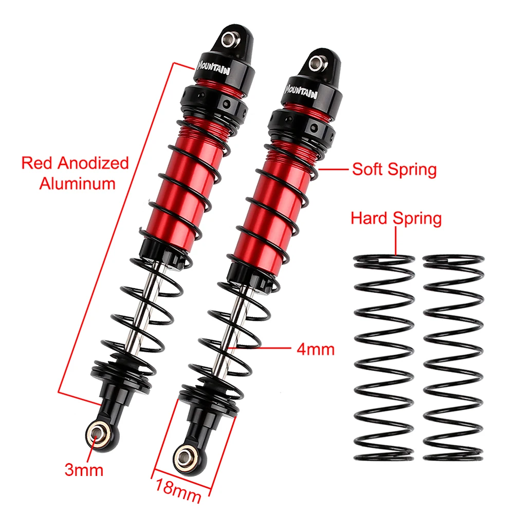 2PCS Metal Anodized Shock Absorber Oil Adjustable Damper for 1/10 RC Rock Crawler Axial SCX10 90046 AXI231017 TRX-4 D90