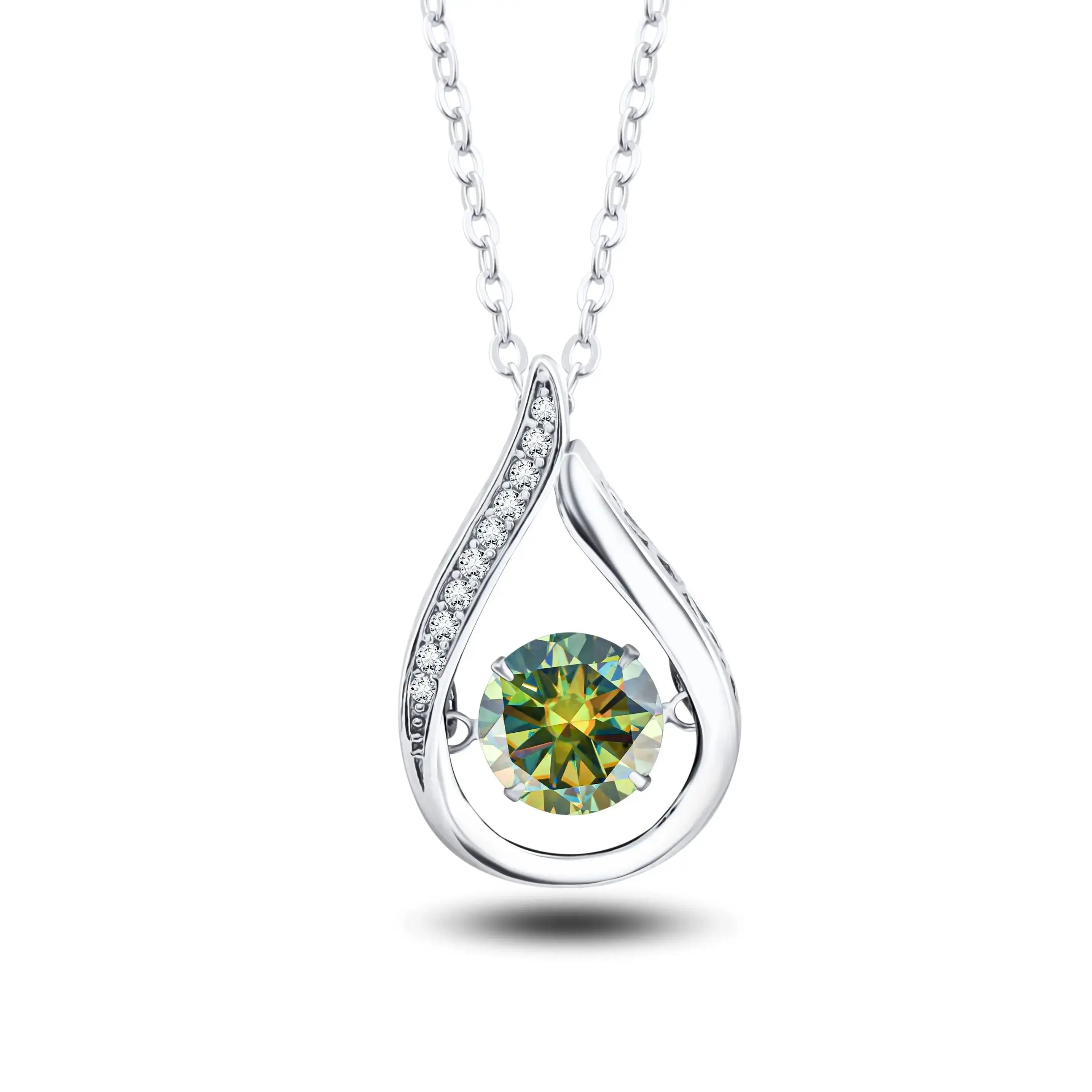 1CT Pass Tested GRA Certified Moissanite Pendant Necklace for Women Sterling 925 Silver Lab-created Diamond Pendant with O-chain