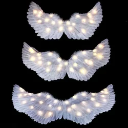 Adult Child LED Light Up Angel Feather Wing Flower Wreath Headband Birthday Party Gift Costumes  Halloween Wedding Festival