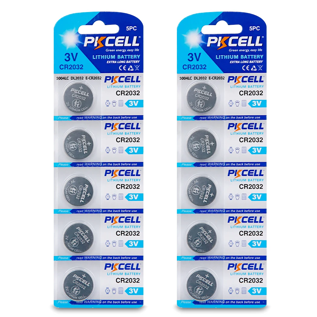 10Pcs CR2032 3V Battery Lithium Button Battery BR2032 DL2032 ECR2032 Coin Cell for car remote key watch 2 Pack