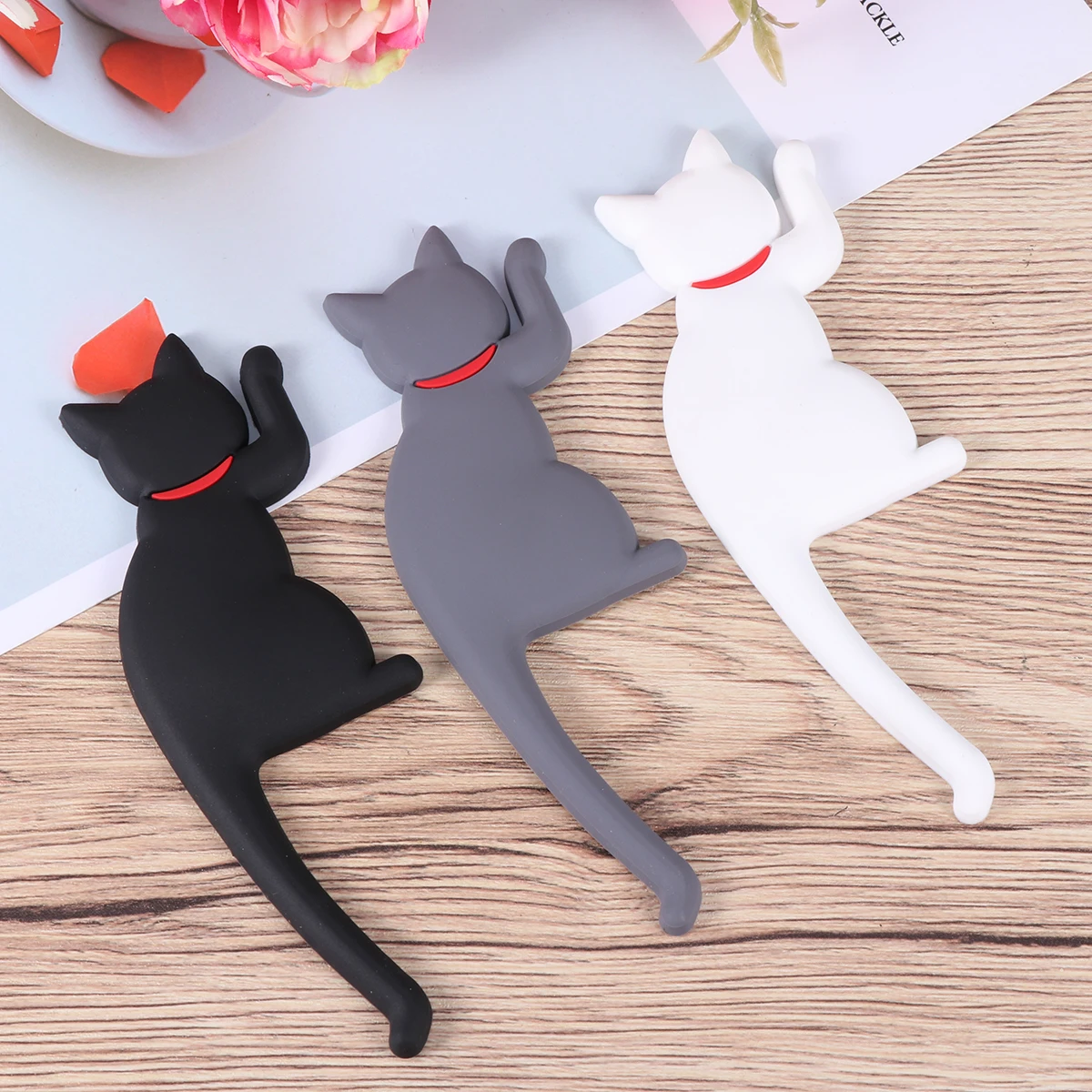 

3 Pcs Magnetic Hook Fridge Sticker Cat Tail Hanger Funny Refrigerator Stickers Hooks