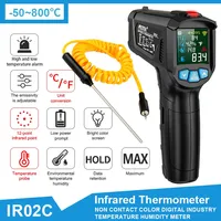 Digital Infrared Thermometer Kitchen Industrial High Temperature Meter Gun Laser Pyrometer IR02 Heat Meter Outdoor Thermometers