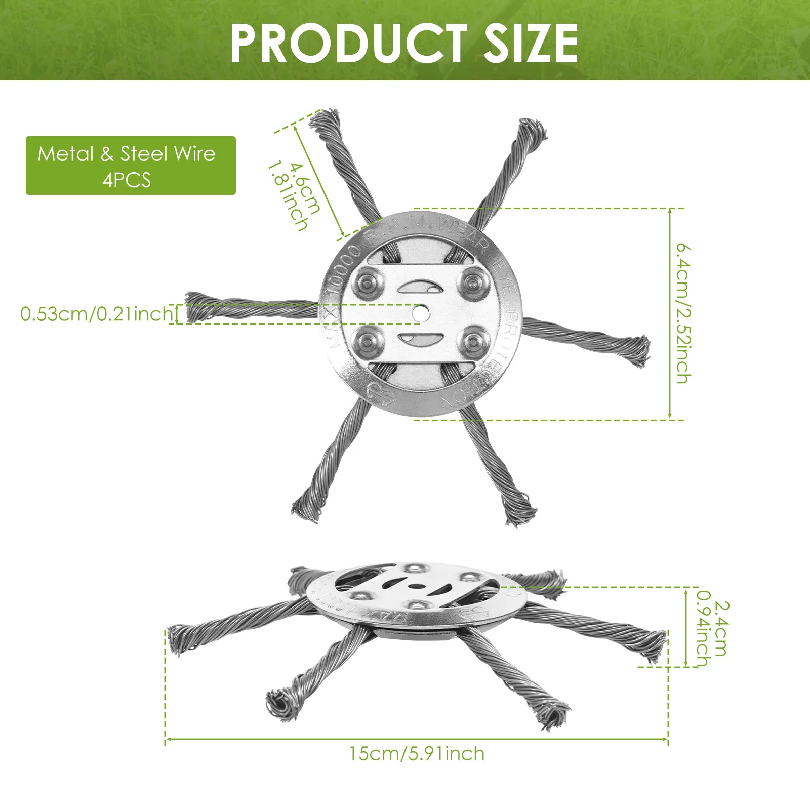 4Pcs 6 Inch Weed Brush Head Lawn Mower Blade Grass Cutter Garden Lawn Trimmer Power Weeding Tool Replacement Blades