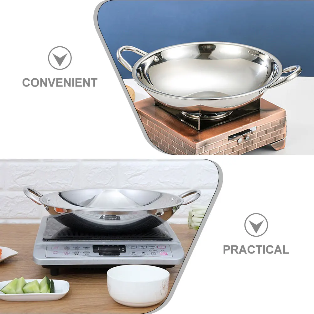 

Stainless Steel Pan Round Bottom Hot Cooking With H Pot Cooking Tool Large Capacity Kitchen Metal Pot Skillet Stock