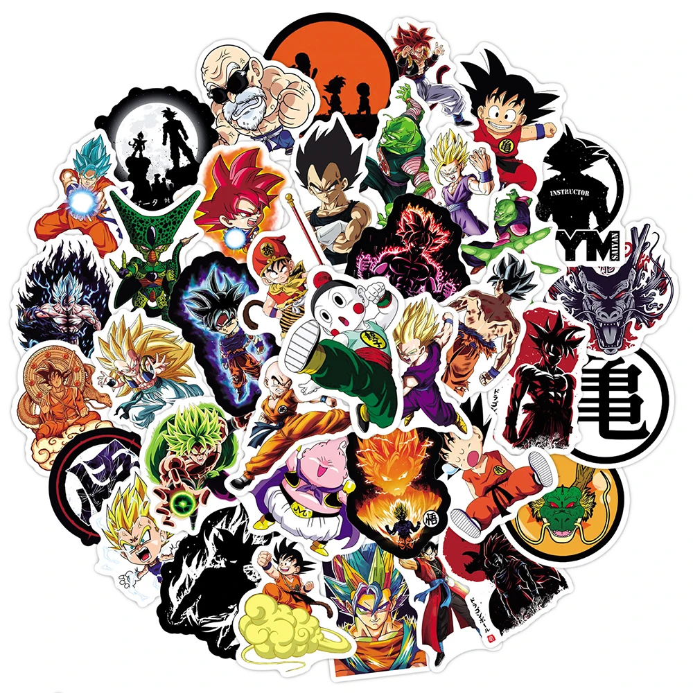 10/30/50pcs Dragon Ball Classic Waterproof Stickers for Fun Kid Cartoon Decals Decorative Car Bicycle Laptop Vinyl Sticker Packs