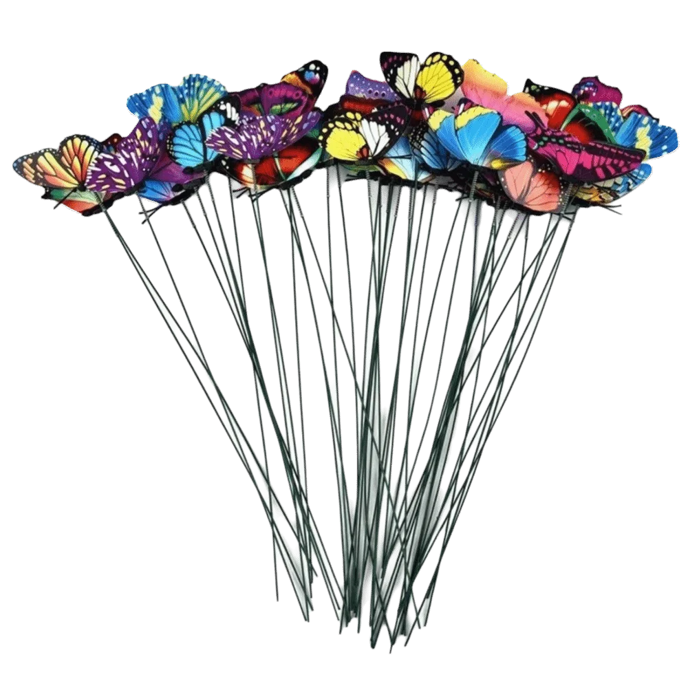 10pcs Colorful Butterfly Stakes Sweet Plant Plug Butterfly Decor Ornaments Artificial Butterfly Lawn Decoration