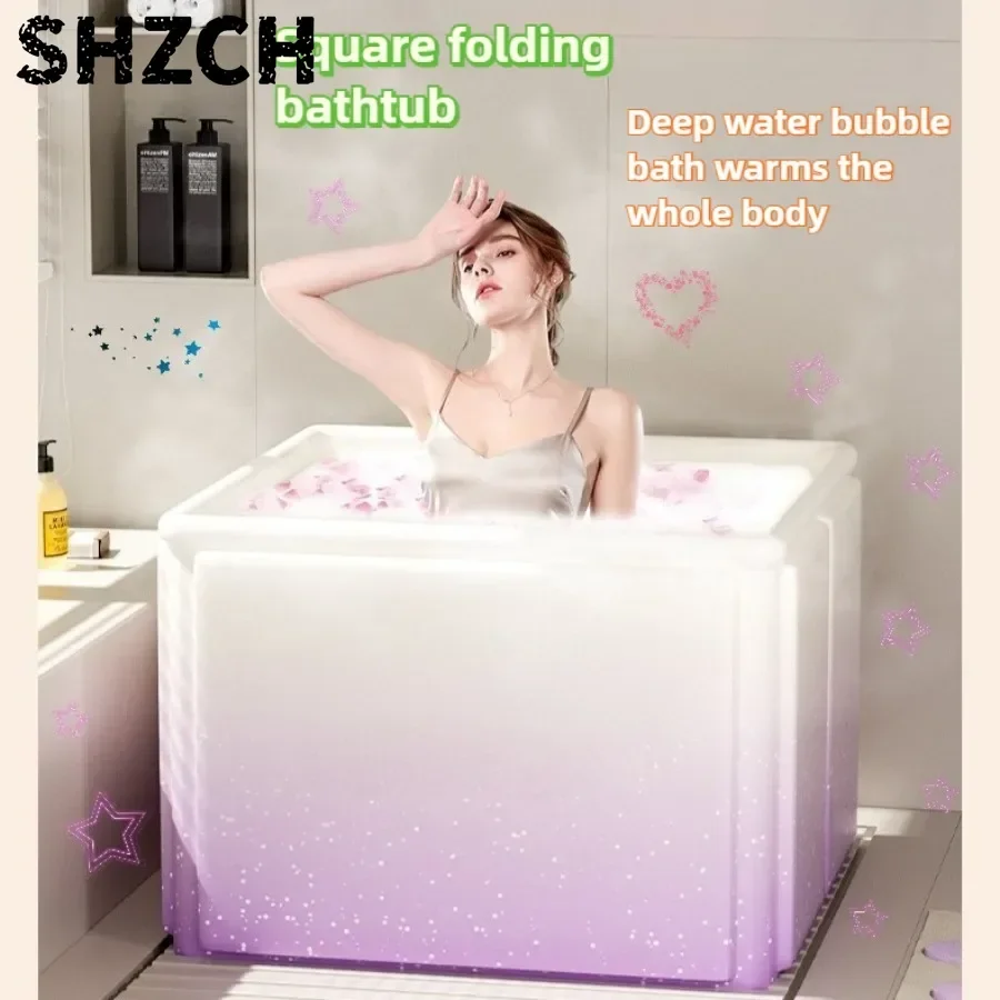 Image of Winter-Badewanne im neuen Stil – Quadratische Badewanne für Erwachsene in großer Größe – Faltbare Badewanne für das Heimbadezimmer – SPA