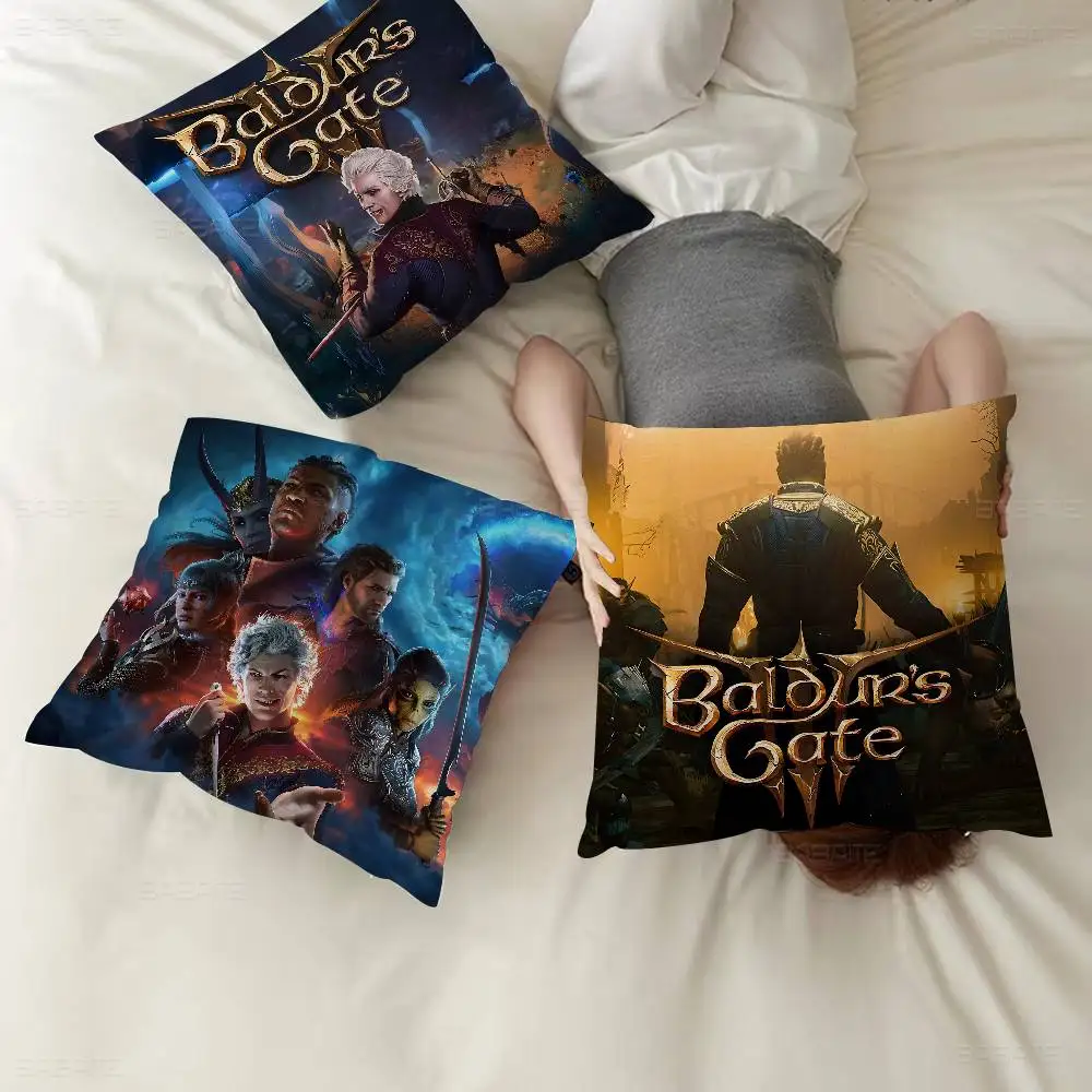 Game B-Baldurs G-Gate Pillow Covers Cartoon Sofa Decorative Home Double-sided Printing Short Plush Cute Cushion Cover