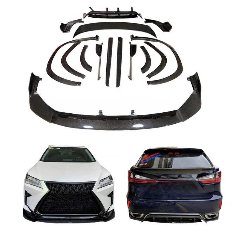 High Quality Carbon Fiber Facelift Conversion Body Kit Exhaust Trim Front Lip 2016-2019 RX300 RX350 RX450 Exterior Modificat