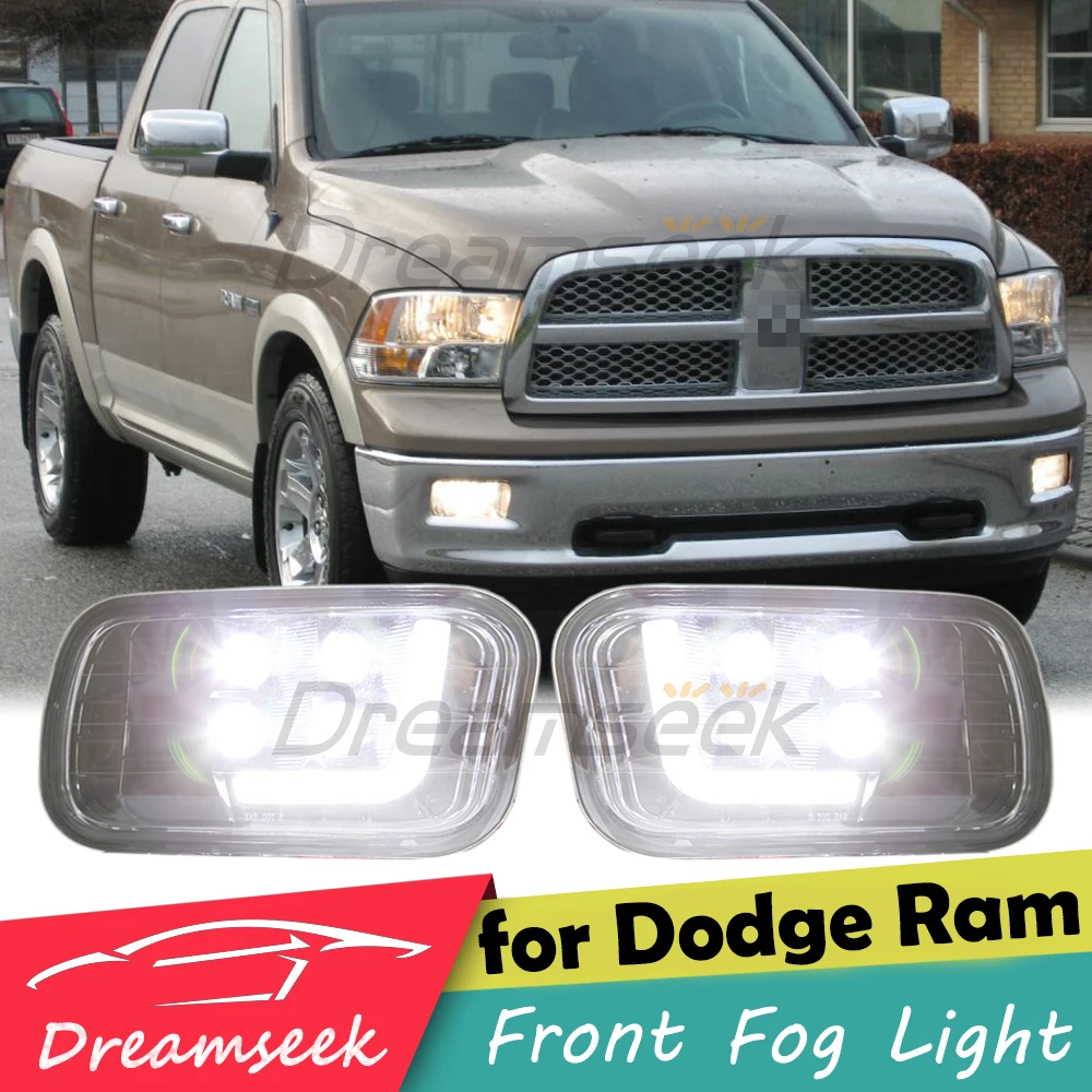 1 Pair Car Front Bumper Fog Light Driving Lamp Fit for Dodge Ram 3500 2500 1500 2009 2010 2011 12 White Daylight Headlight Bulb