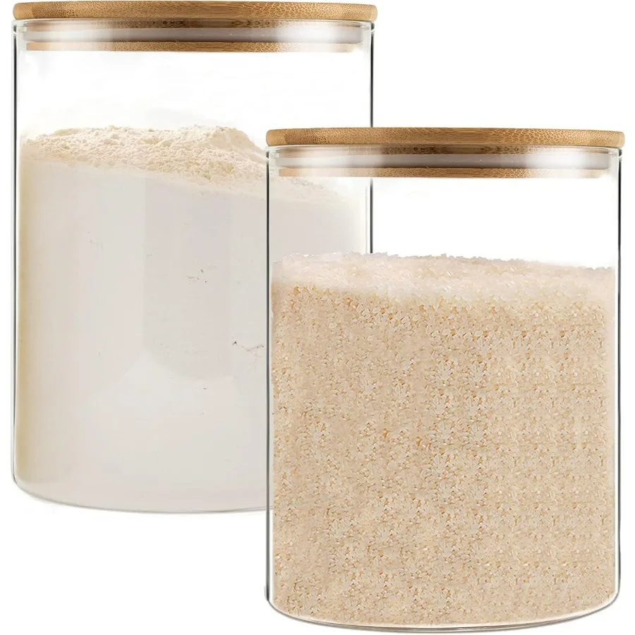 

YUNCANG Glass Storage Jars2 PACK 108oz 3200ml Clear Glass Food Storage Containers with Airtight Bamboo Lid Stackable Kitchen Ca