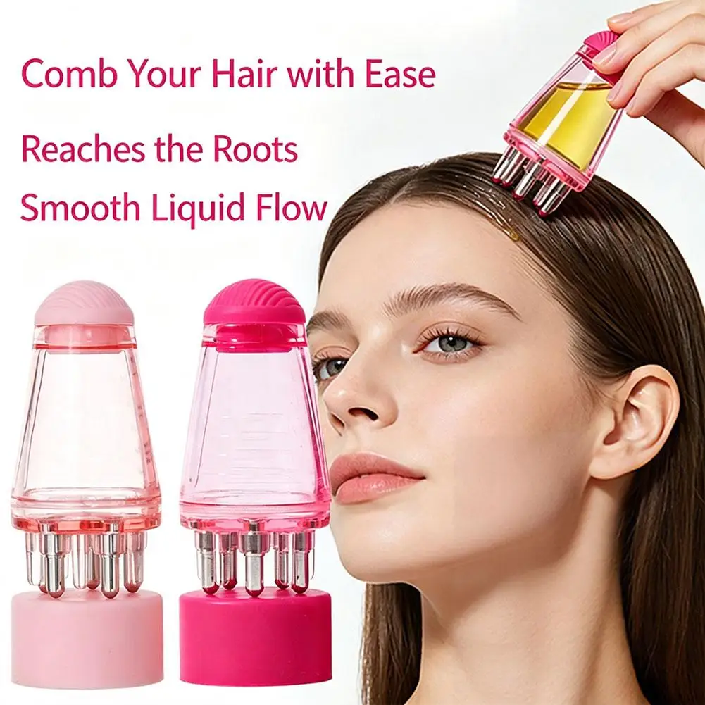 Aplicador de Líquido para Couro Cabeludo 6ML, Pente para Óleo Essencial, Massageador Portátil para Crescimento Capilar, Ferramenta de Cuidado para Nutrição da Raiz do Cabelo