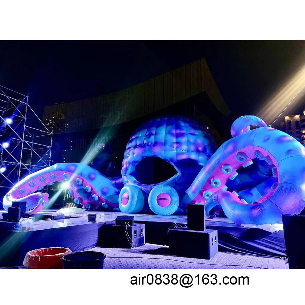 Polvo inflável gigante com ventilador para decoração de eventos, DJ Stage Booth, evento do oceano, frete aéreo grátis, 10m