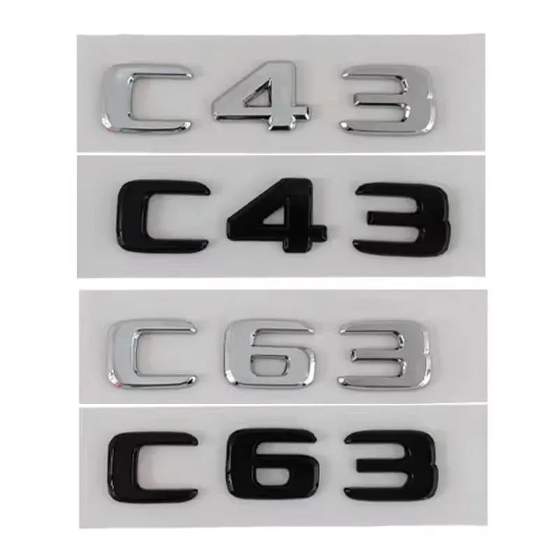 

3D ABS Glossy Black Logo C43 Embelm Letters BITURBO 4MATIC Badge AMG Sticker For Mercedes Benz C43 W205 W206 AMG Accessories