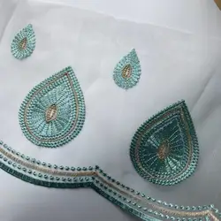 2 Yard Gem Green Embroidered Flower Lace Ribbon Trims for Home Textiles Sofa Covers Trimmings Mesh Applique Sewing Fabric