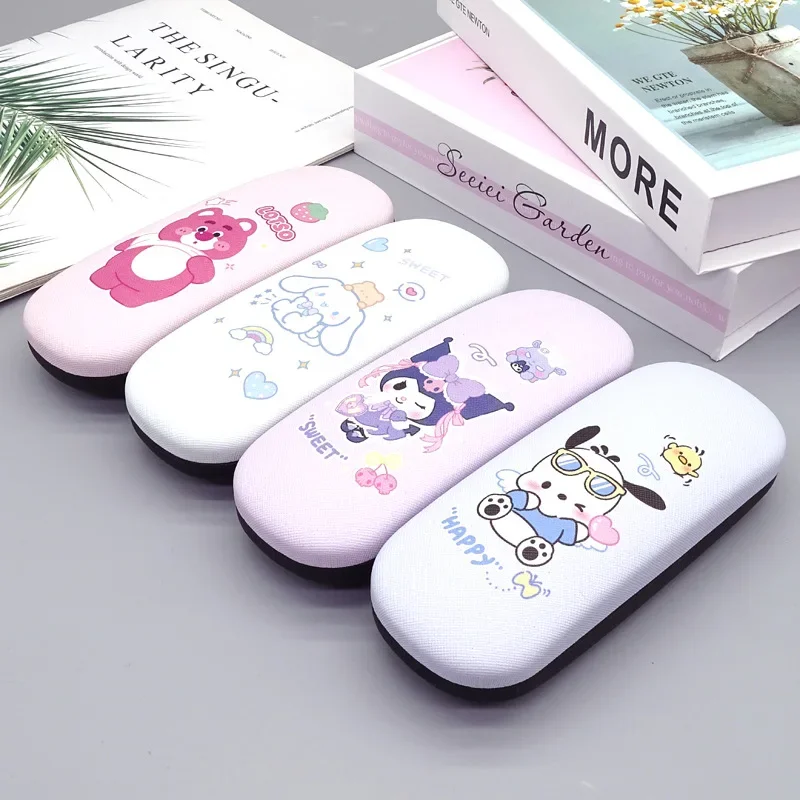 Cinnamoroll Kuromi Anime Kawaii Sanrio kacamata kasus siswa lucu kartun Pochacco kotak penyimpanan kaca hadiah yang indah untuk anak-anak