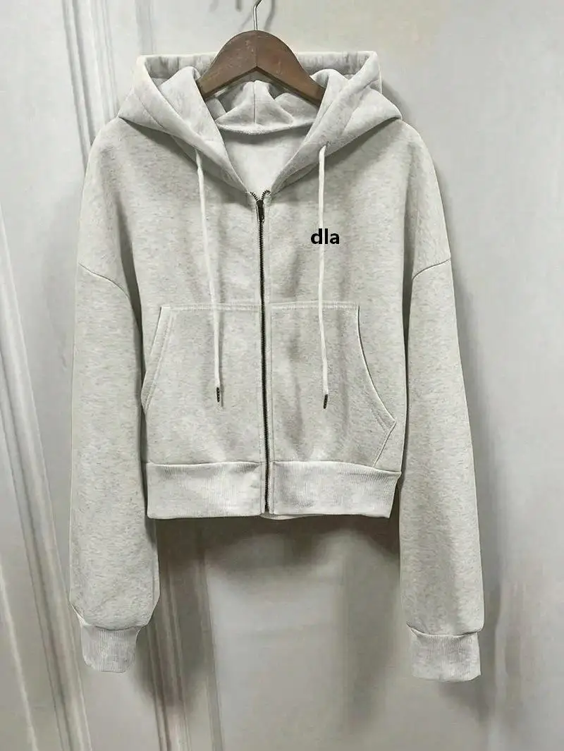 2026 Spring/Summer Soft Texture Drawstring Hooded Design-Lessening Loose-Sleeved Sports Sweatshirt Blazer Short Style