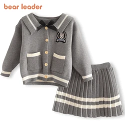 Bear Leader Baby Girl Casual Clothing Sets Winter College style Outfits Clothes Sets Sweater Top Suspender Skirt Fashion Outfits