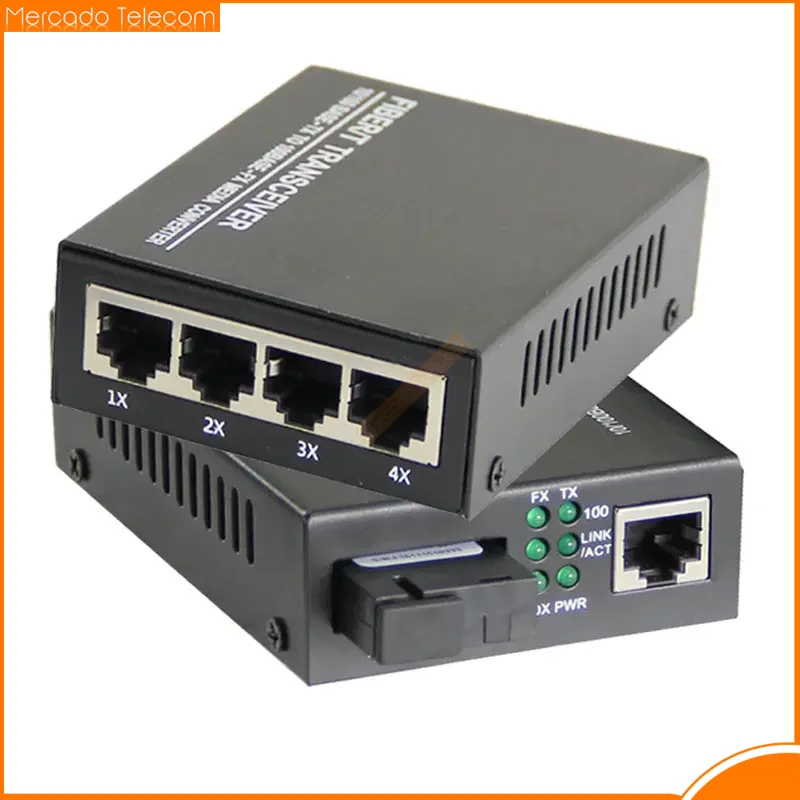 

1 Pair Fast Ethernet Fiber Optical Media Converter Single Mode 20KM 4 RJ45 and 1 SC fiber Port 10/100M