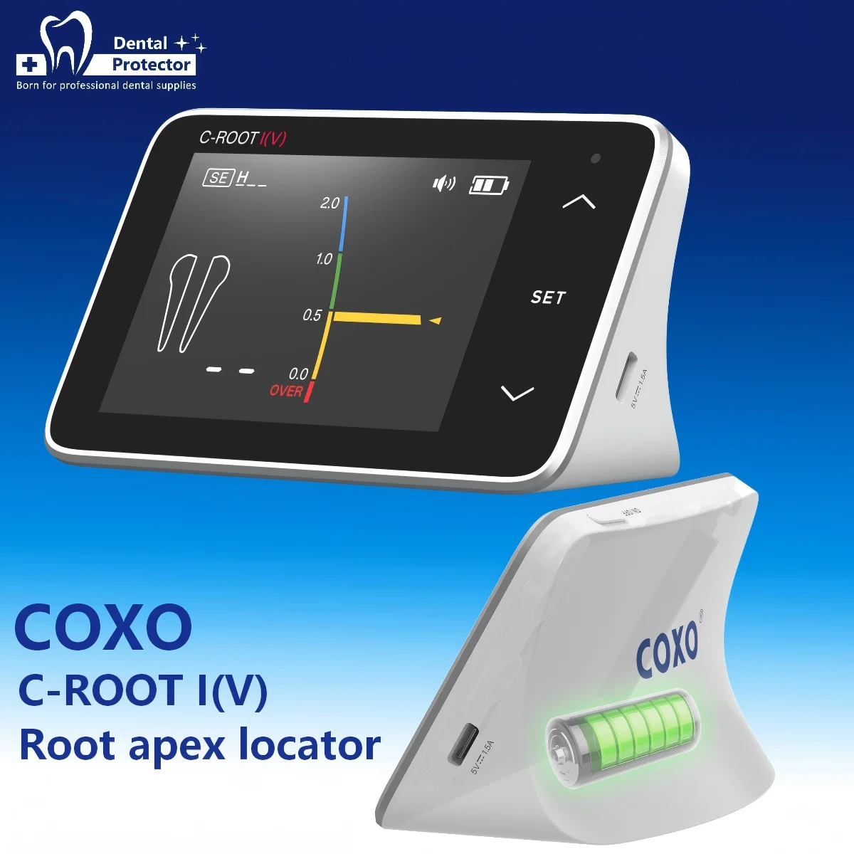 Dental Apex Locator Root Canal Length Tester Portable Color Large Screen Gauge Measuring Tool for COXO