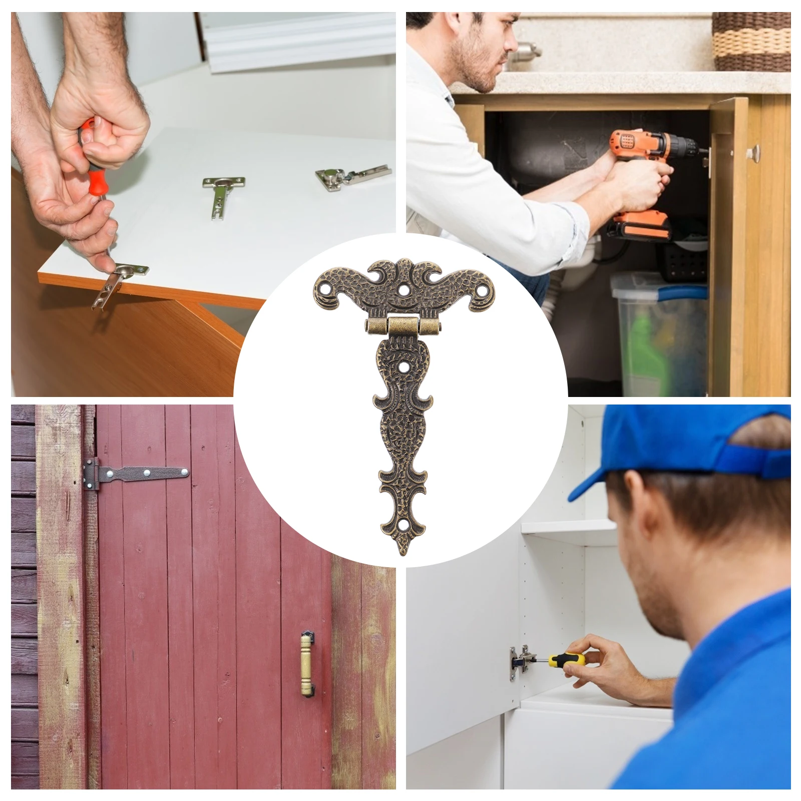 

2pcs Zinc Alloy Hinge Retro European Style Cabinet Doors Corrosion Resistant Anti Rust Furniture Hardware Wooden Box Cupboard