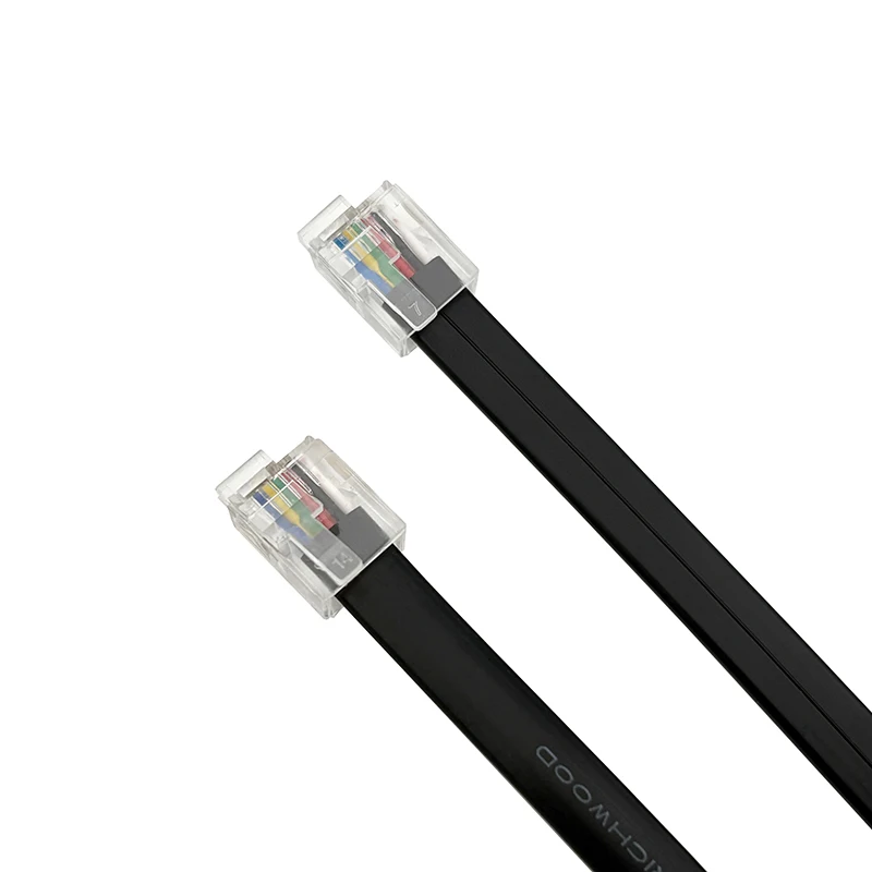 

1M/2M/3MSix-core flat telephone cable RJ12 6P6C left-angled crystal connector black 6-core connecting wire extension cable