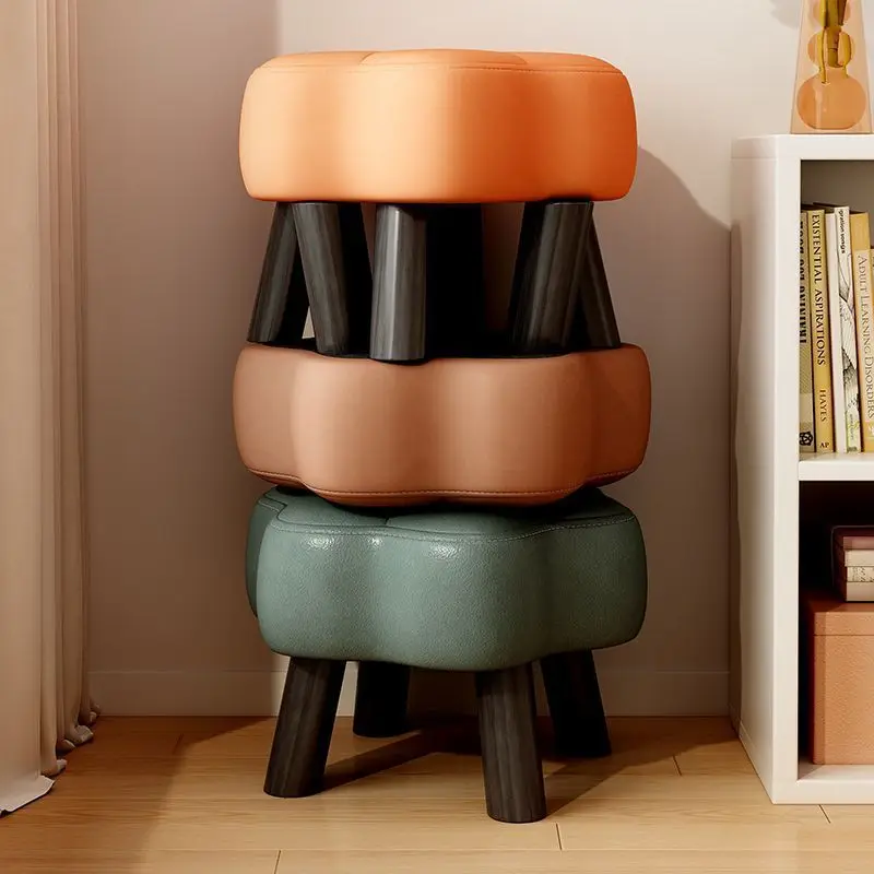 Cute Flower Shape Upholstered Ottoman, Soft Velvet Footrest Stool for Living Room & Entryway Flower Shaped Ottoman Stool